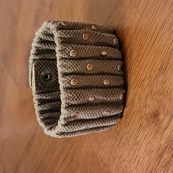 Jewelry - .Faux leather bracelet.  Snap closure,  8 inches,  silver metal studs.